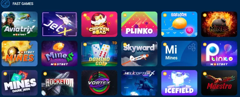 Fast Game Options for MostBet Clients