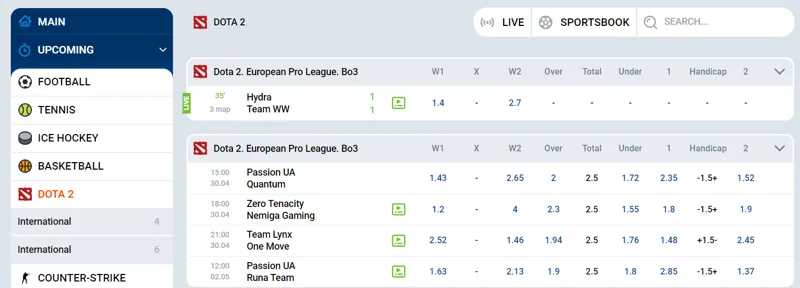 Dota2 betting