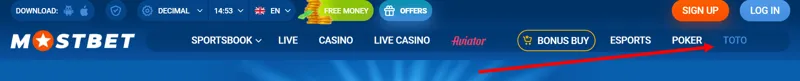 Toto on the MostBet website