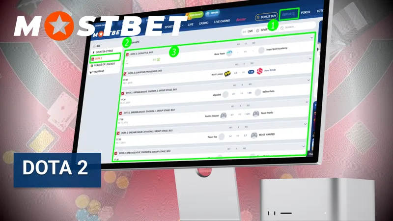 Dota 2 betting on Mostbet Egypt — wager on international tournaments and professional eSports teams.