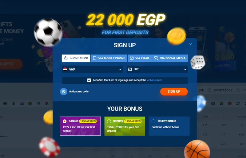 Registration form for new Egyptian players at MostBet Casino