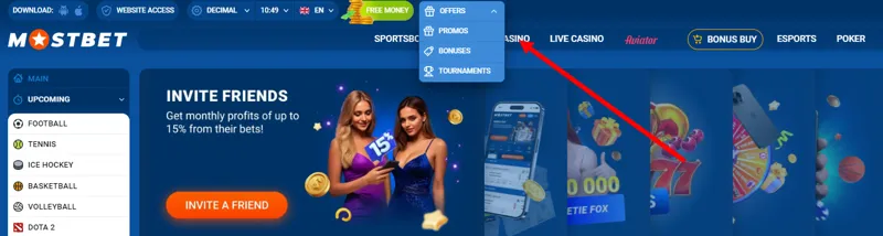 Promo codes and promotions for the MostBet bookmaker